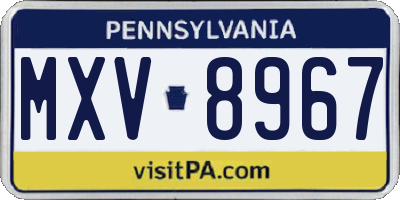 PA license plate MXV8967