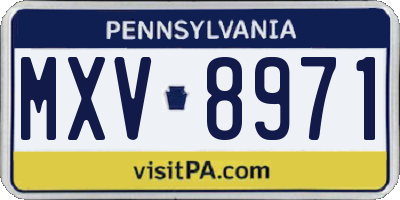PA license plate MXV8971