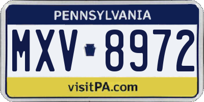 PA license plate MXV8972