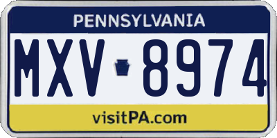 PA license plate MXV8974