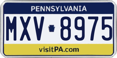 PA license plate MXV8975