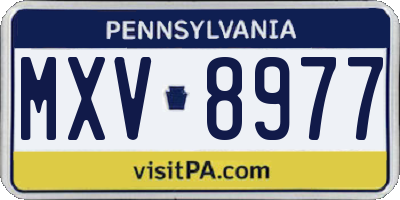 PA license plate MXV8977