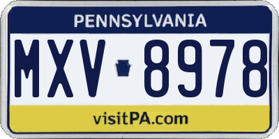 PA license plate MXV8978