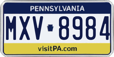 PA license plate MXV8984