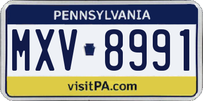 PA license plate MXV8991