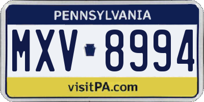 PA license plate MXV8994