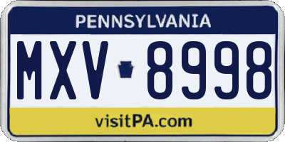 PA license plate MXV8998