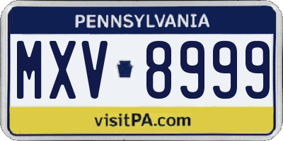 PA license plate MXV8999