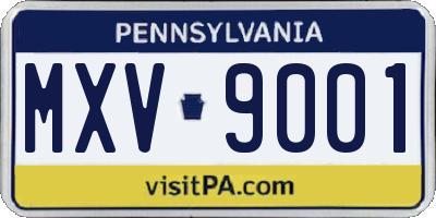 PA license plate MXV9001