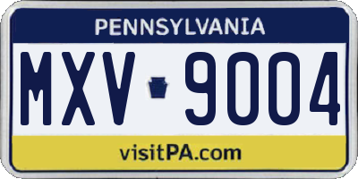 PA license plate MXV9004