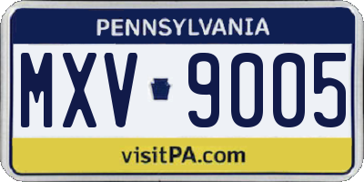 PA license plate MXV9005