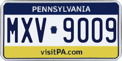 PA license plate MXV9009