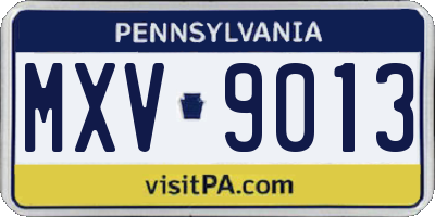 PA license plate MXV9013