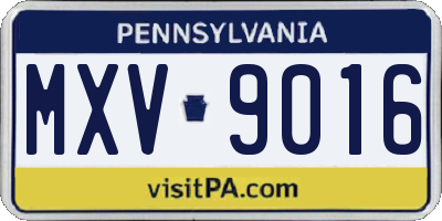 PA license plate MXV9016