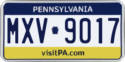 PA license plate MXV9017