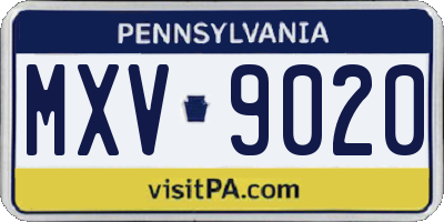 PA license plate MXV9020