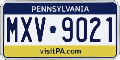 PA license plate MXV9021