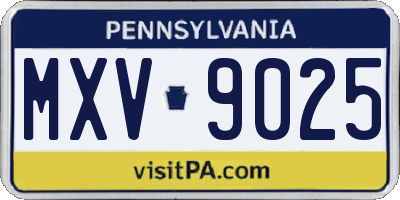 PA license plate MXV9025
