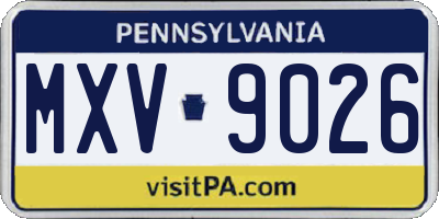 PA license plate MXV9026