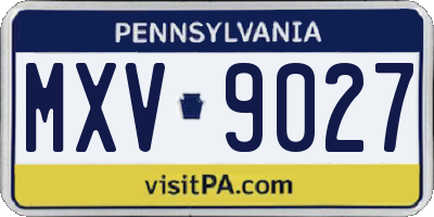 PA license plate MXV9027