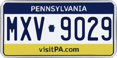PA license plate MXV9029
