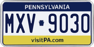 PA license plate MXV9030