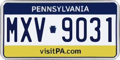 PA license plate MXV9031