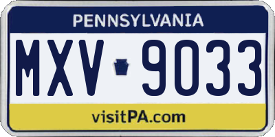 PA license plate MXV9033