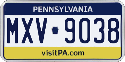 PA license plate MXV9038