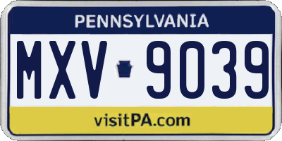 PA license plate MXV9039