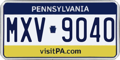 PA license plate MXV9040