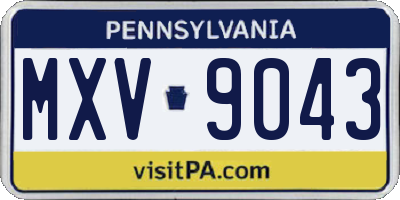 PA license plate MXV9043