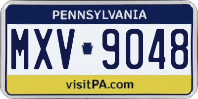 PA license plate MXV9048