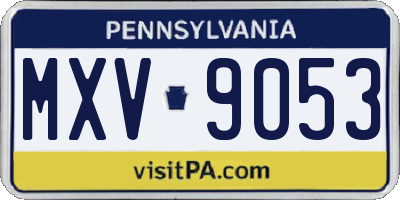 PA license plate MXV9053