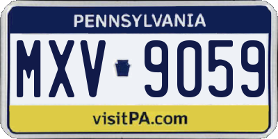 PA license plate MXV9059