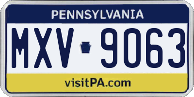 PA license plate MXV9063