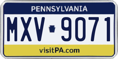 PA license plate MXV9071