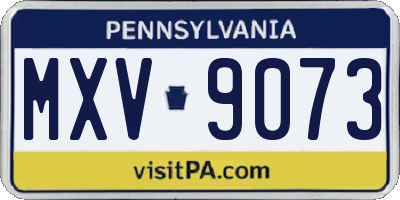 PA license plate MXV9073