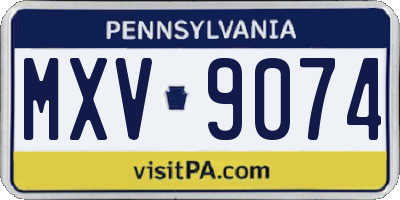 PA license plate MXV9074