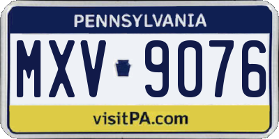 PA license plate MXV9076