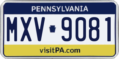 PA license plate MXV9081