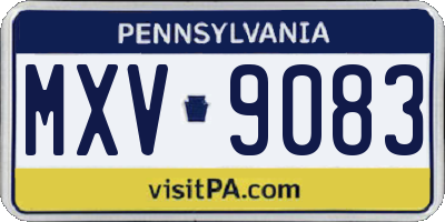 PA license plate MXV9083