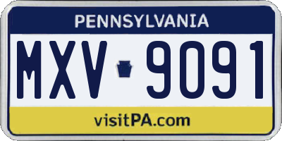 PA license plate MXV9091