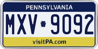 PA license plate MXV9092
