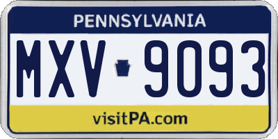 PA license plate MXV9093