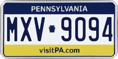 PA license plate MXV9094
