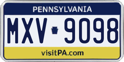 PA license plate MXV9098