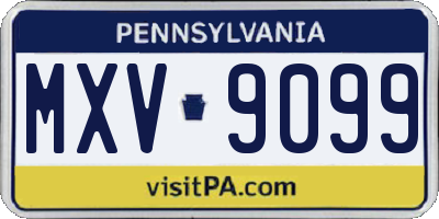 PA license plate MXV9099