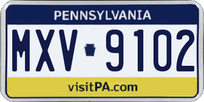 PA license plate MXV9102