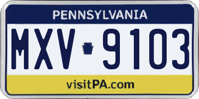 PA license plate MXV9103